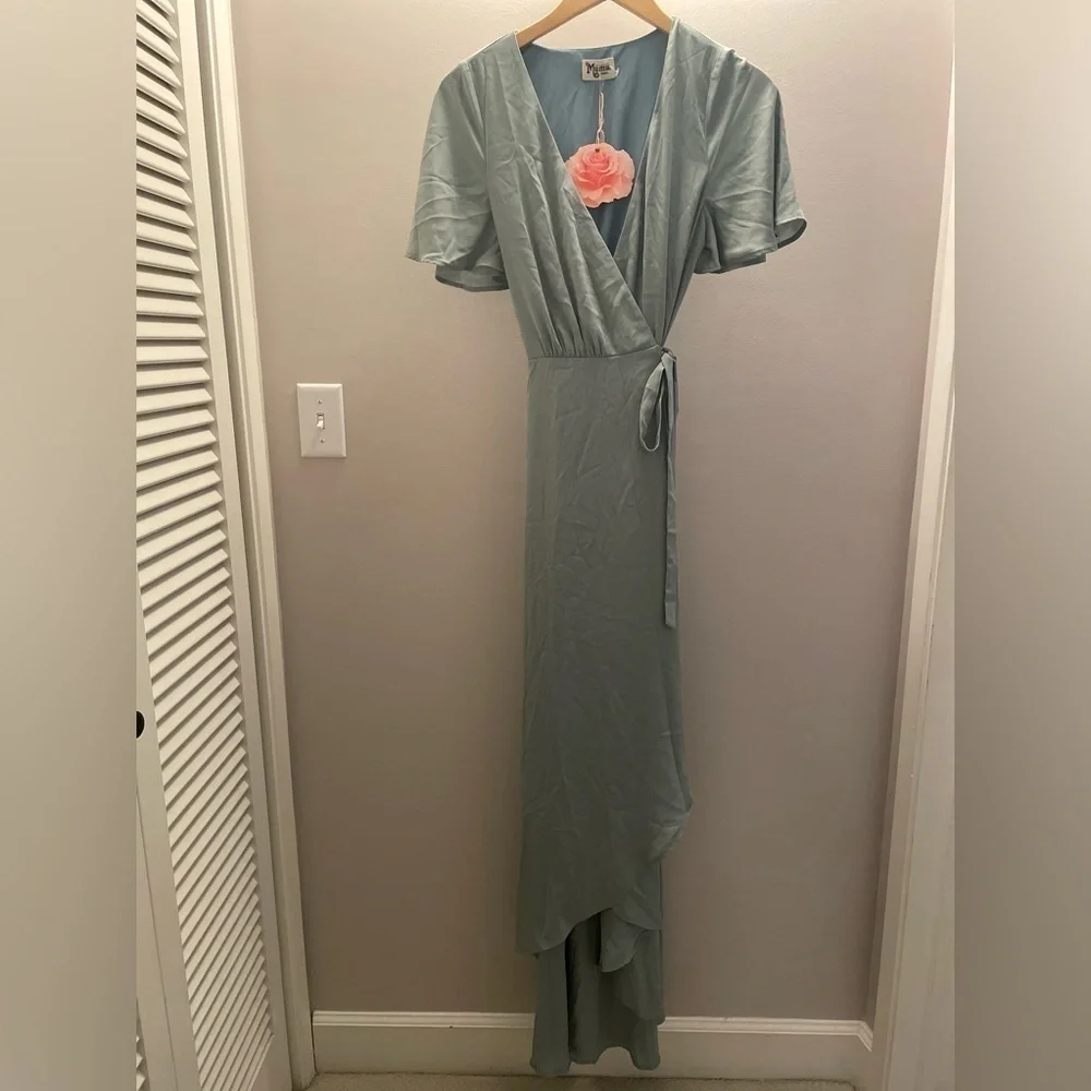 Show Me Your Mumu Sophia Wrap Dress in Blue Size S NWT - Picture 1 of 10